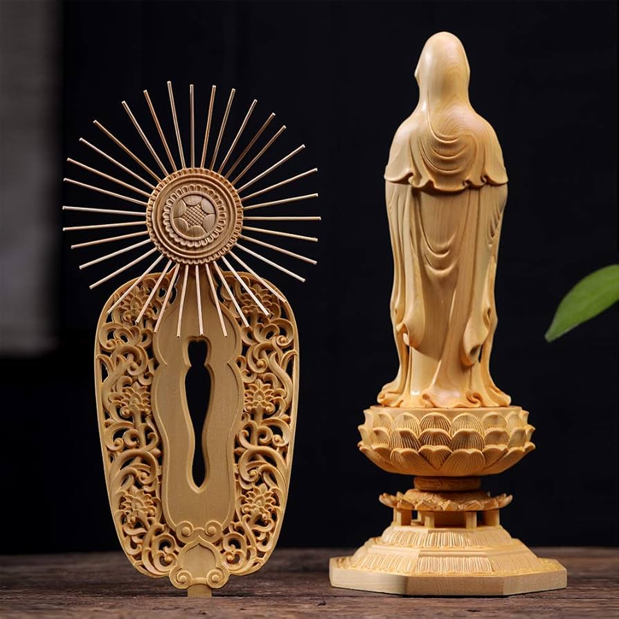 仏壇 置物 開運 仏像 石の彫刻 七福神 観音様 工芸品 極細工 美術品 風水 置物 開運 仏像 七福神 高級天然木彫り 観音様 工芸品 極細工